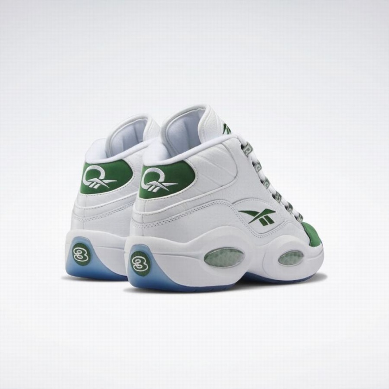 Reebok Question Mid Men's Basketball Shoes White Deep Green | MLL4821WH