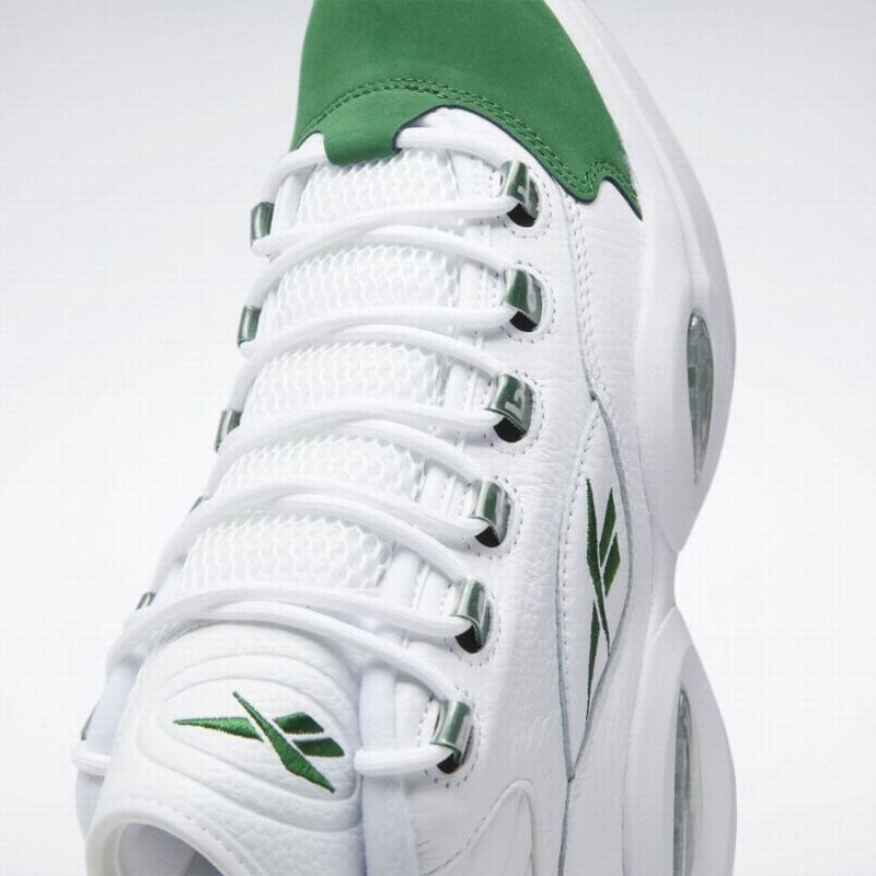 Reebok Question Mid Men's Basketball Shoes White Deep Green | MLL4821WH