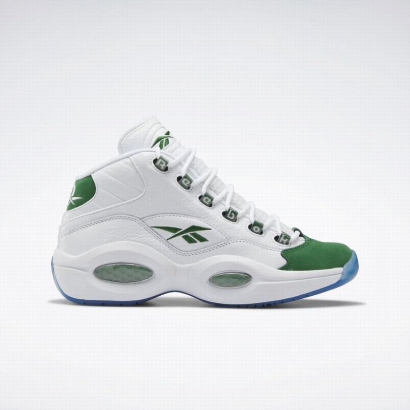 Reebok Question Mid Men\'s Basketball Shoes White Deep Green | MLL4821WH