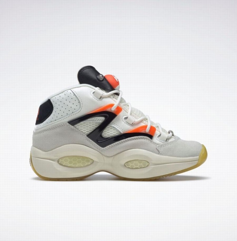 Reebok Question Pump Men's Basketball Shoes White Black Orange | DKH7329LA