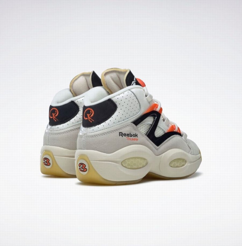 Reebok Question Pump Men's Basketball Shoes White Black Orange | DKH7329LA