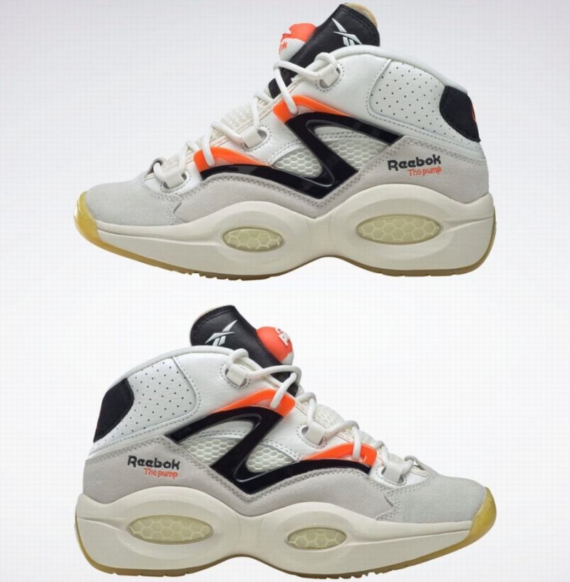 Reebok Question Pump Men's Basketball Shoes White Black Orange | DKH7329LA