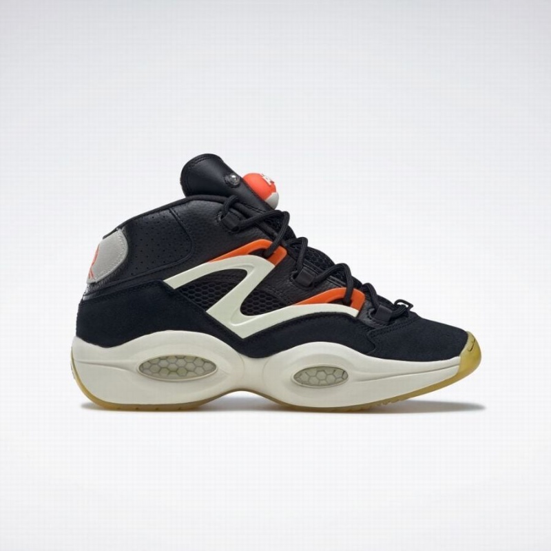 Reebok Question Pump Men's Basketball Shoes Black White Orange | RPZ3619TG