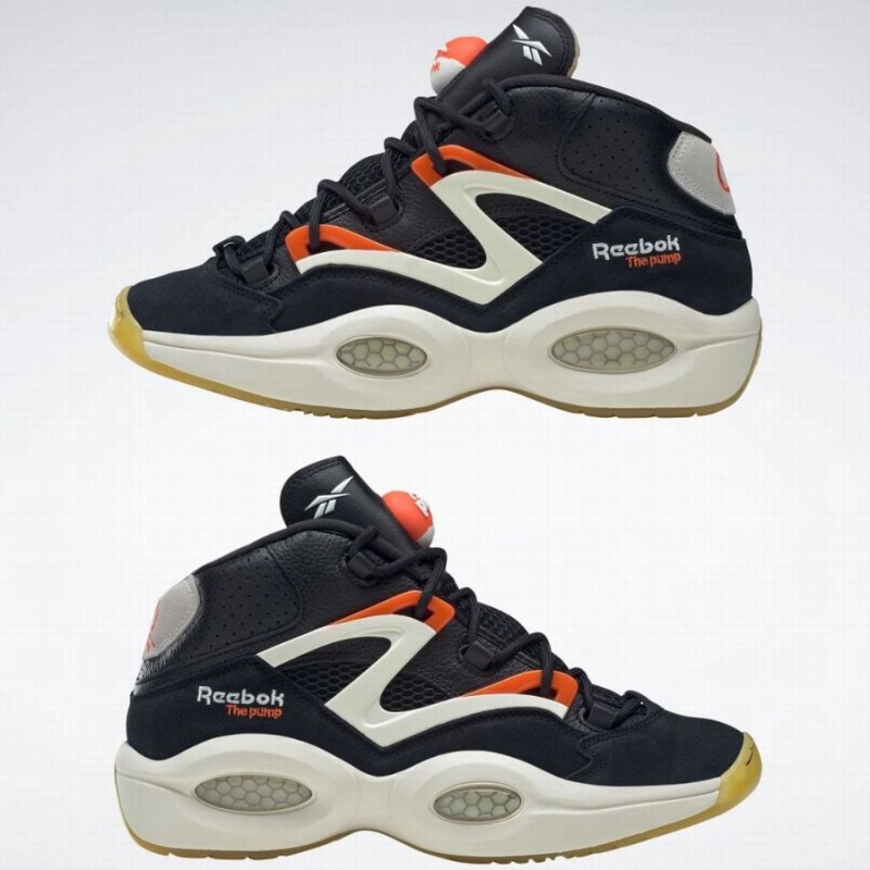 Reebok Question Pump Men's Basketball Shoes Black White Orange | RPZ3619TG