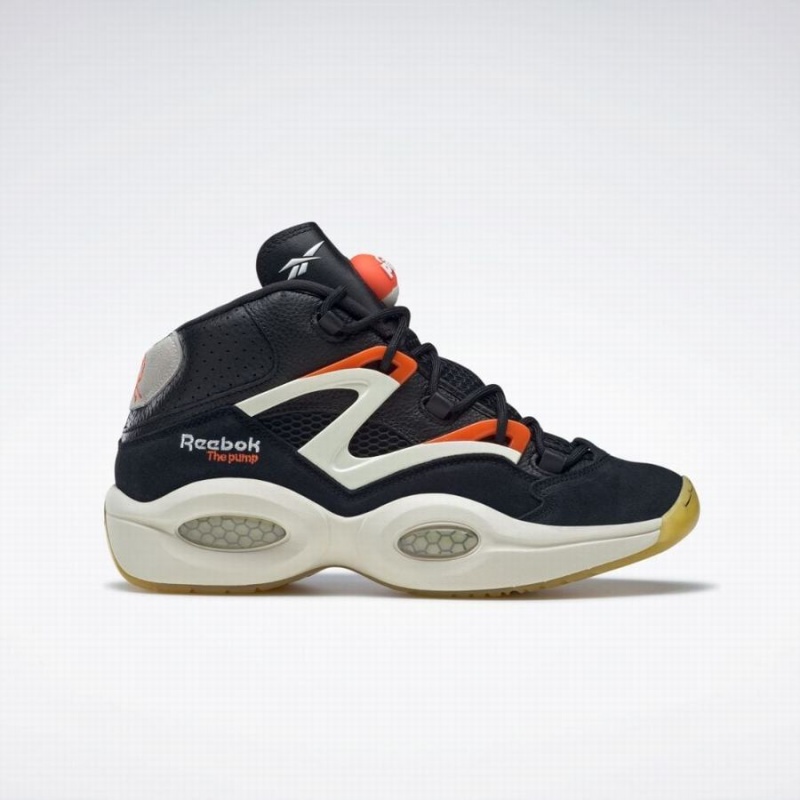 Reebok Question Pump Men\'s Basketball Shoes Black White Orange | RPZ3619TG