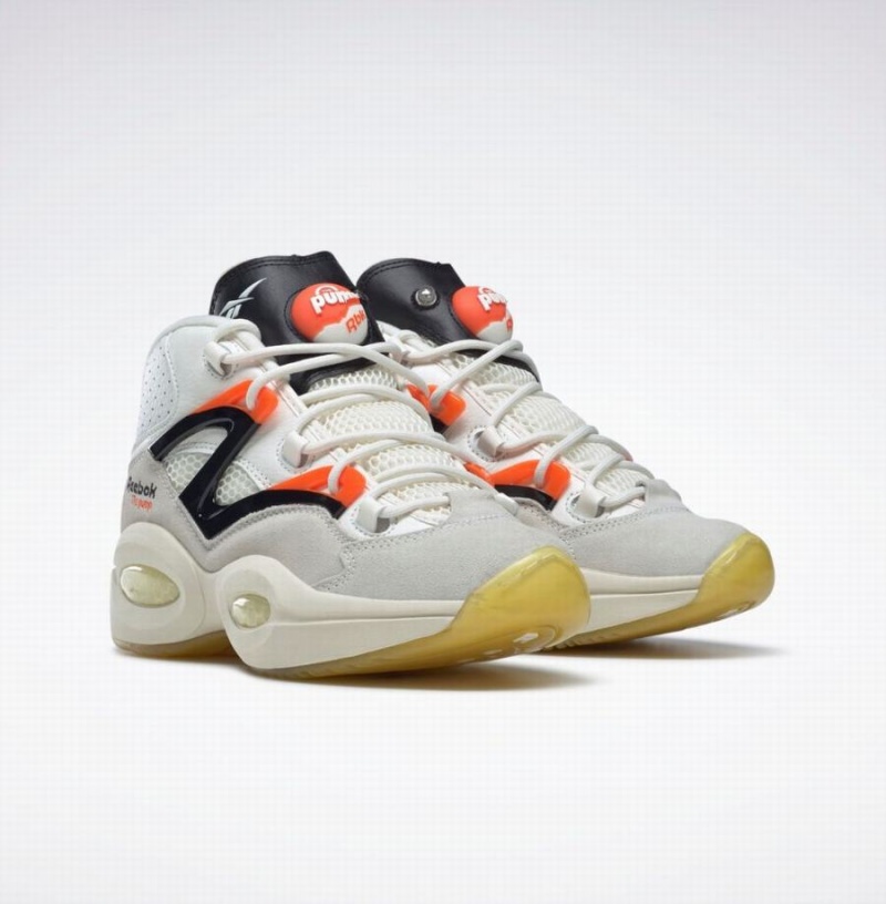 Reebok Question Pump Women's Basketball Shoes White Black Orange | OTJ5521FN