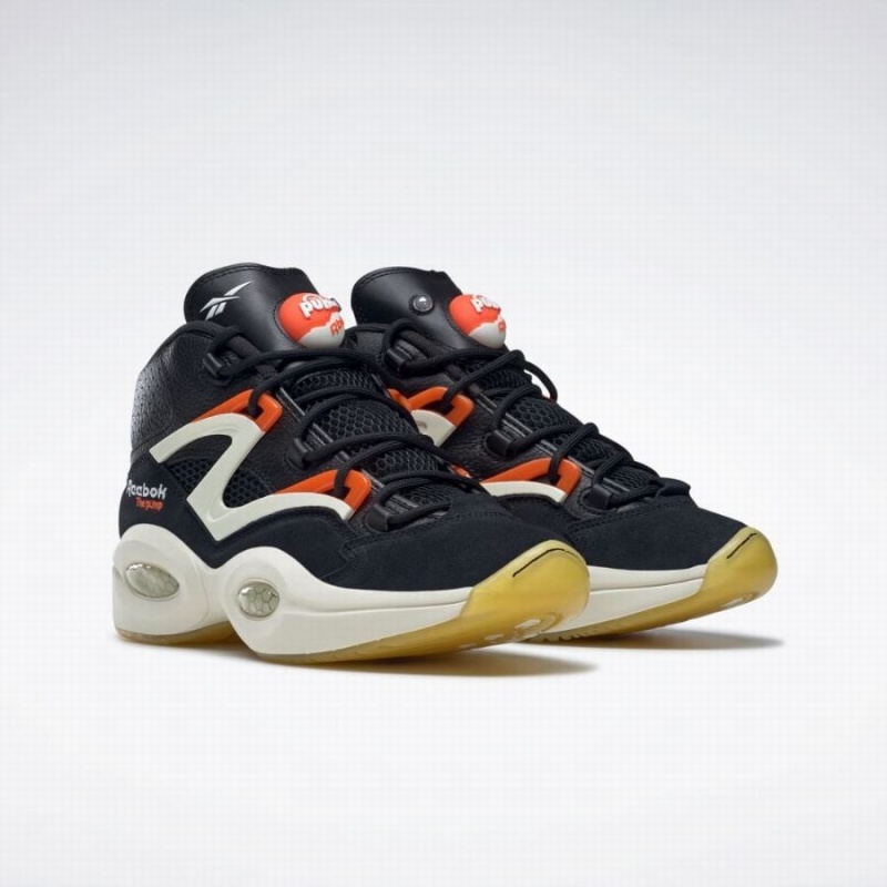 Reebok Question Pump Women's Basketball Shoes Black White Orange | YEZ8970DB