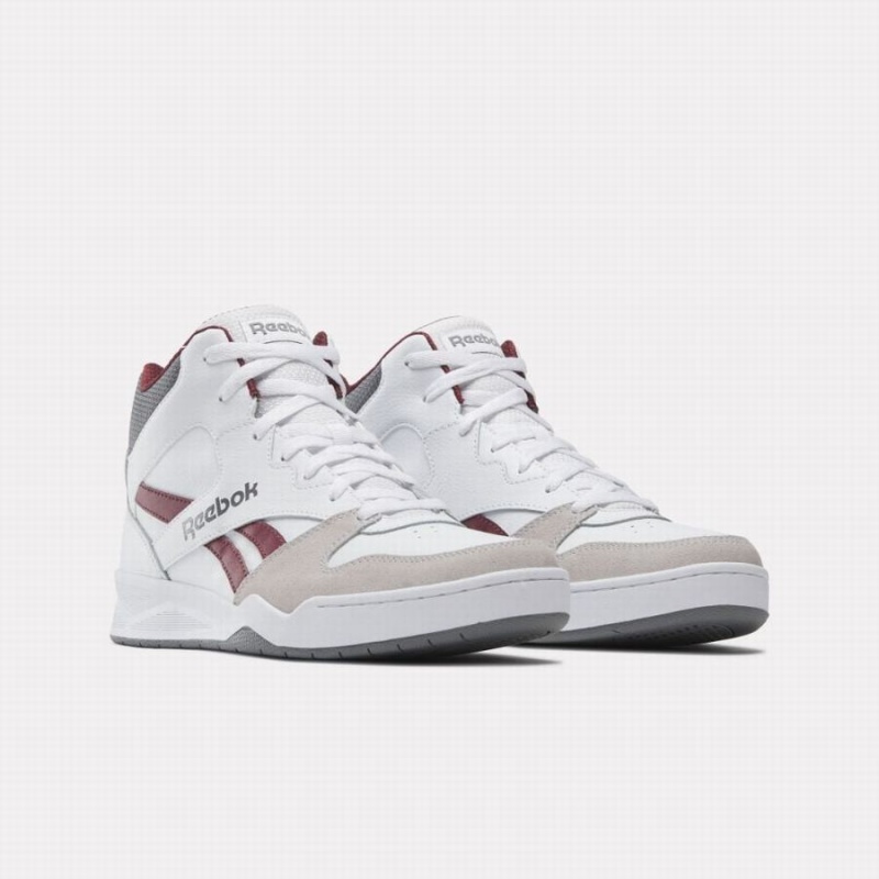 Reebok Royal BB4500 Hi2 Men's Basketball Shoes White Burgundy Grey | VLM8436SS